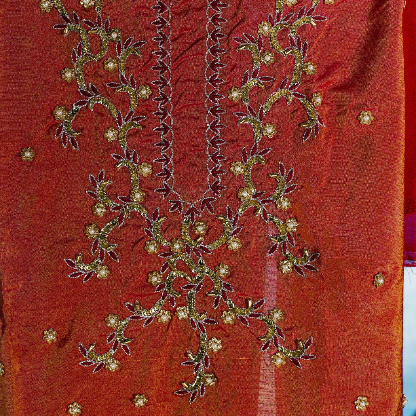Shaded silk embellished 3-pc with adda work