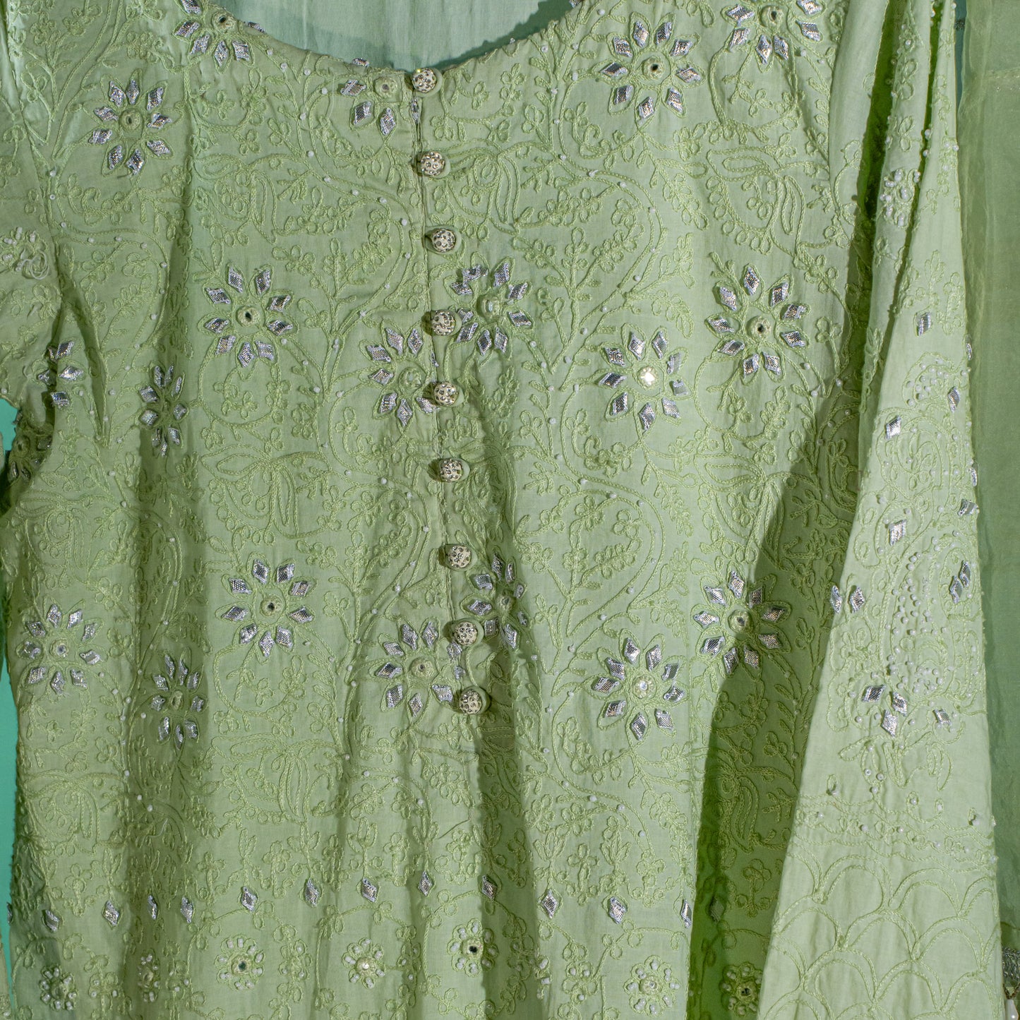 Pistachio Green 3-piece w/ chikankari and gota work